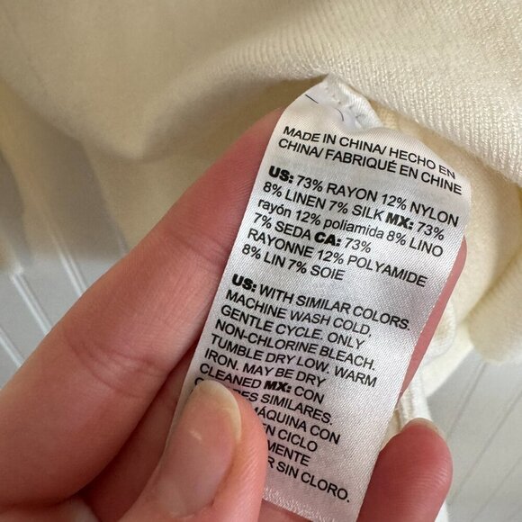 Chico's ivory silk linen blend ruffle sleeve sweater size large M13 - Picture 7 of 8